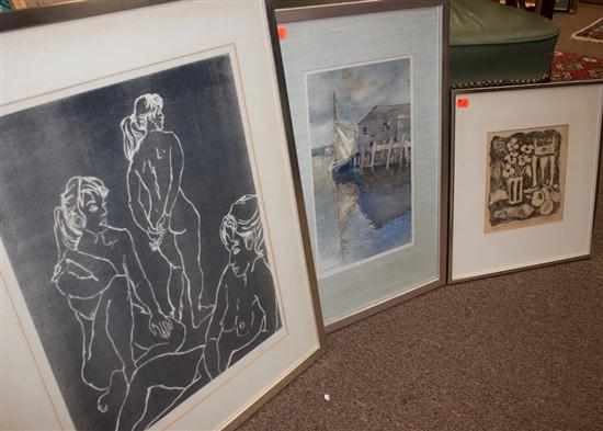 Appraisal: Two framed prints and a watercolor Estimate - No condition