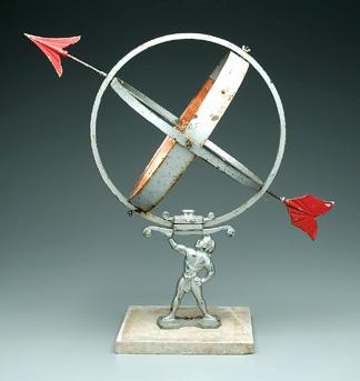 Appraisal: Metal armillary painted copper iron and aluminum marble platform base