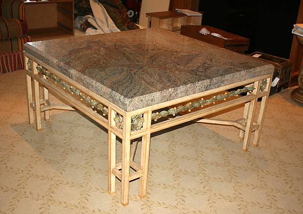 Appraisal: A Contemporary marble and painted metal coffee table height in