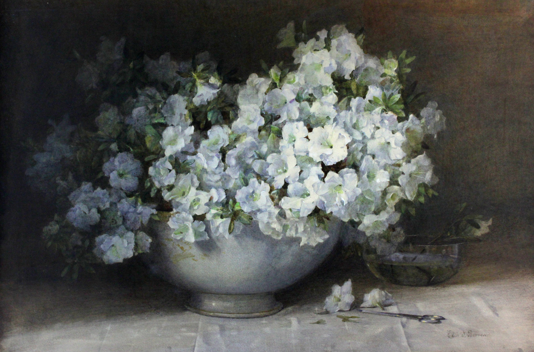 Appraisal: Edith Isabel Barrow White Azaleas in a Bowl signed watercolour