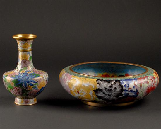 Appraisal: Two Pieces of Chinese Cloisonne a bulb bowl and a