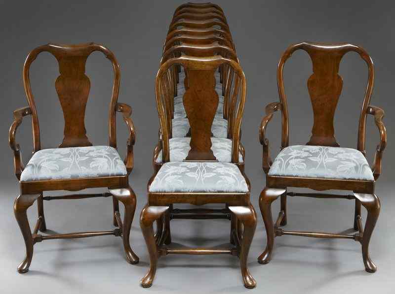 Appraisal: Set Queen Anne style mahogany dining chairs comprising arm and