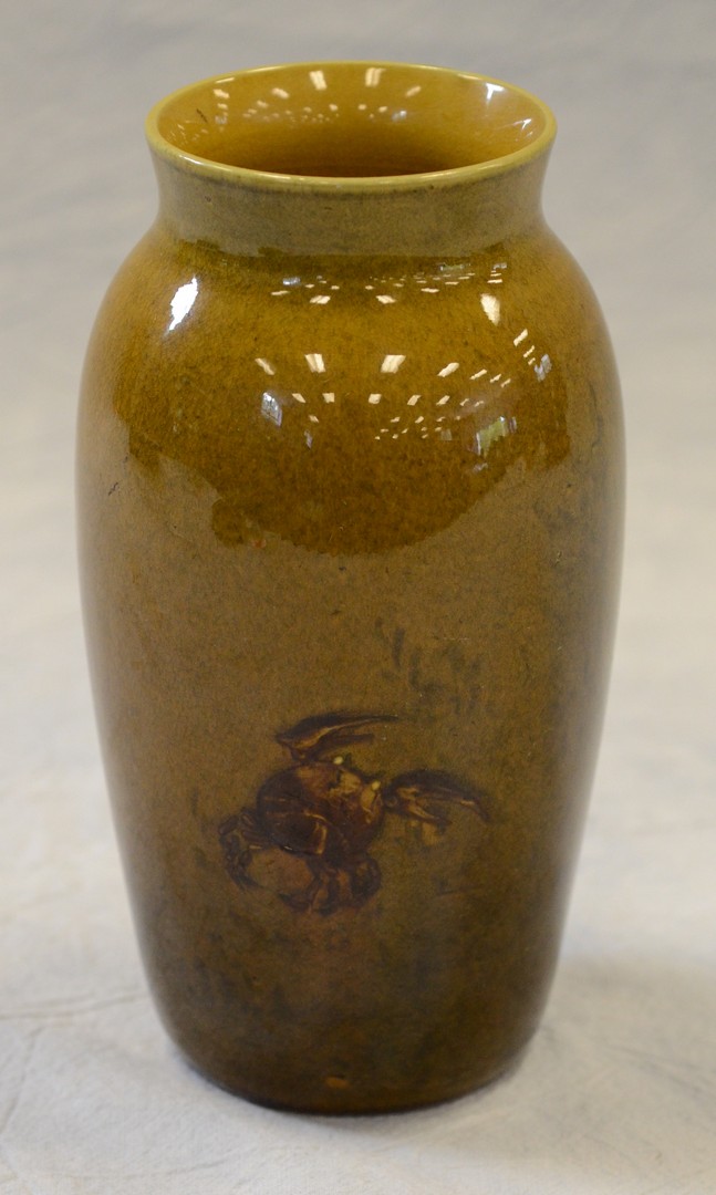 Appraisal: Early rare Rookwood Pottery demonstration vase raised crabs seaweed decoration