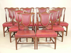 Appraisal: Eight mahogany framed dining chairs early th century the shaped