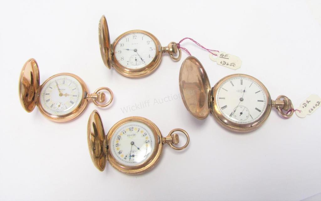 Appraisal: Four ladies' Elgin triple case pocket watches including running grade