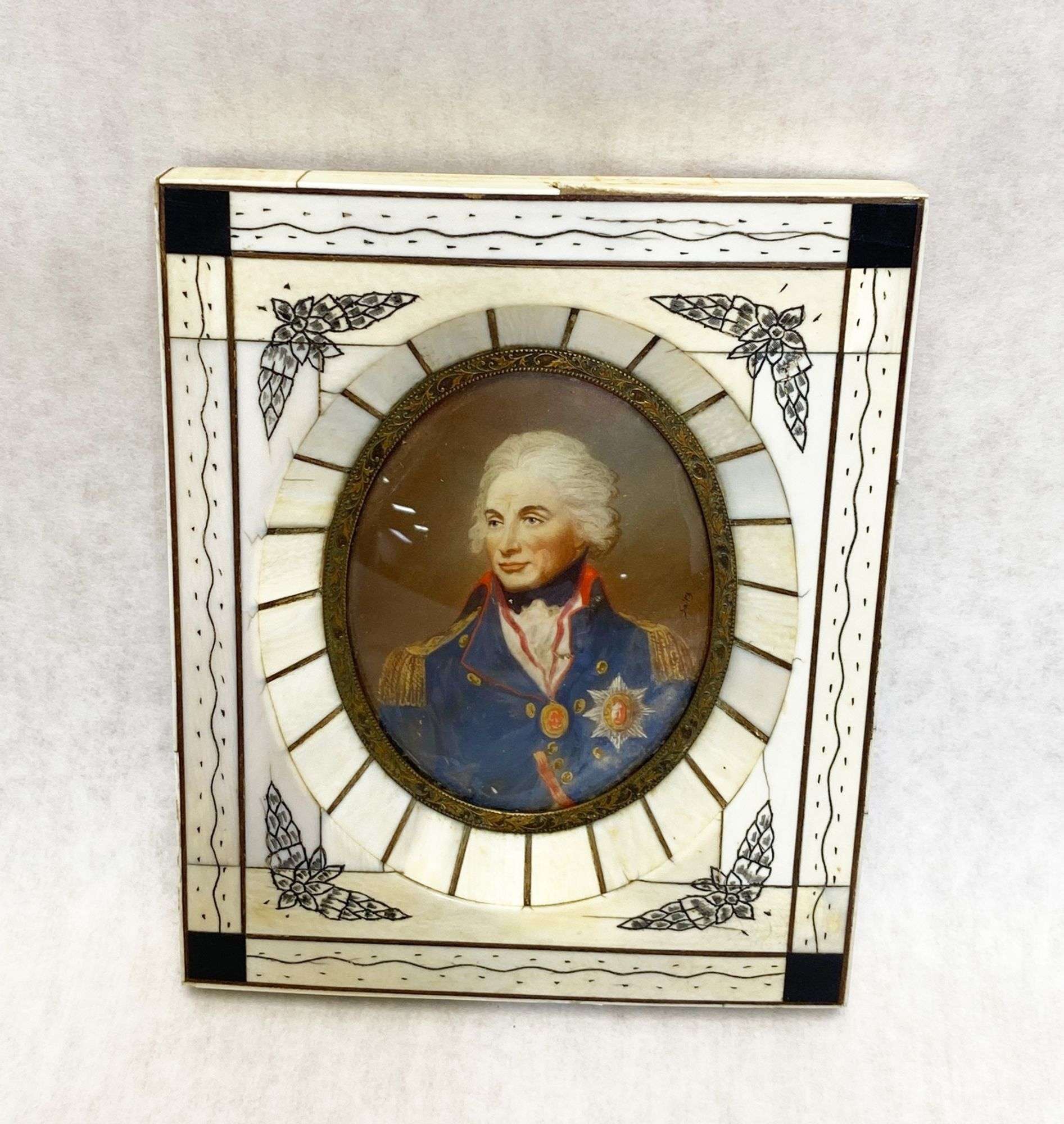 Appraisal: Framed Military Portrait Miniature PaintingMid th c Signed right center