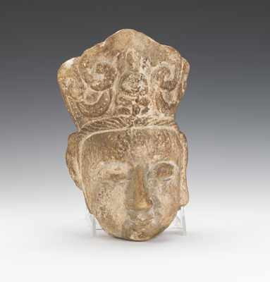 Appraisal: Chinese Stone Head of a Bodhisatva The head is carved