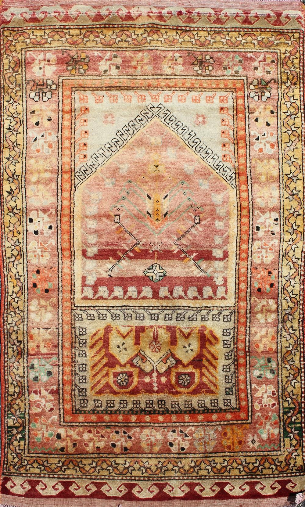 Appraisal: TURKISH OUSHAK WOOL RUG brick field approx ' x '