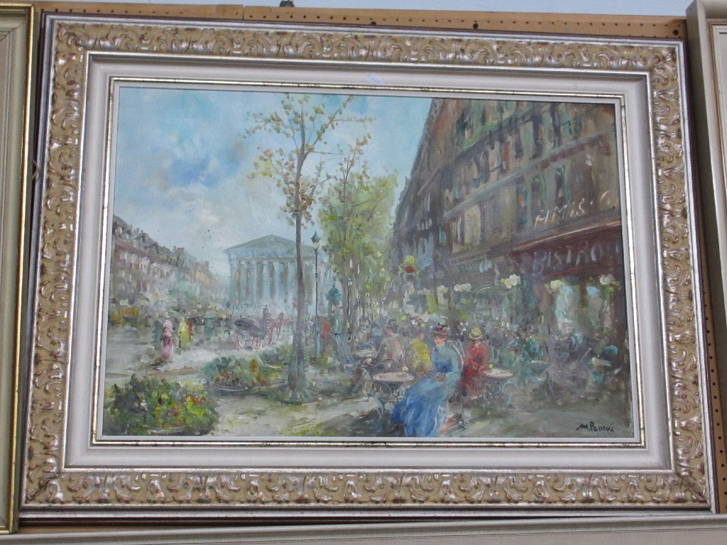 Appraisal: Oil on canvas Continental street scene signed M Palloni