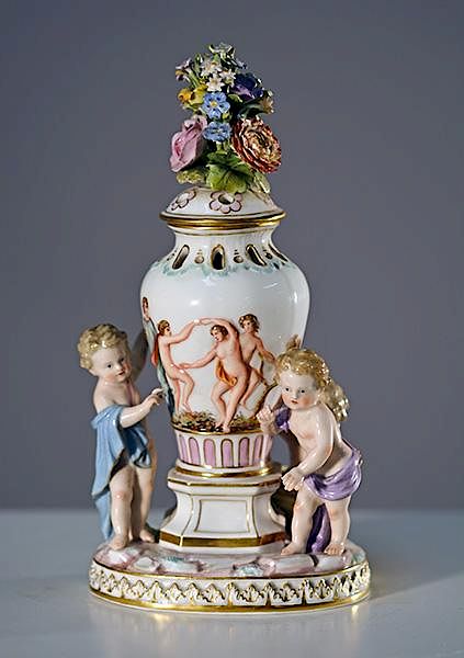 Appraisal: Meissen Figural Potpourri Holder Meissen th C figural potpourri holder