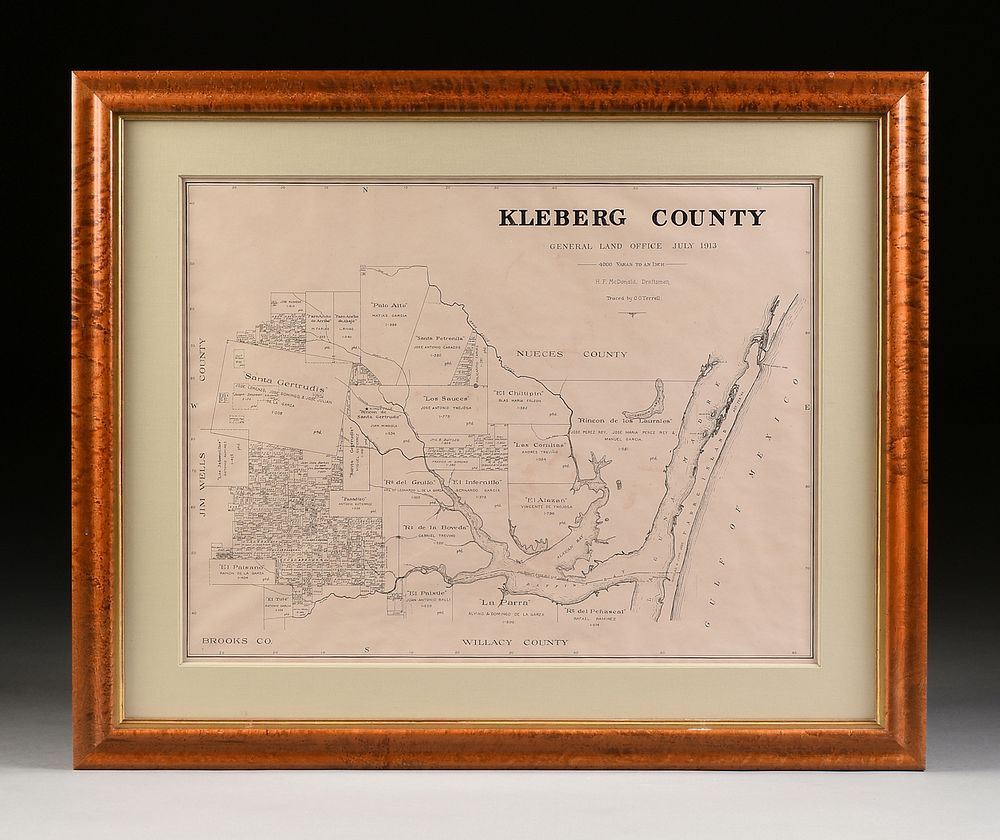 Appraisal: A FACSIMILE CADASTRAL MAP Kleberg County EARLY TH CENTURY A