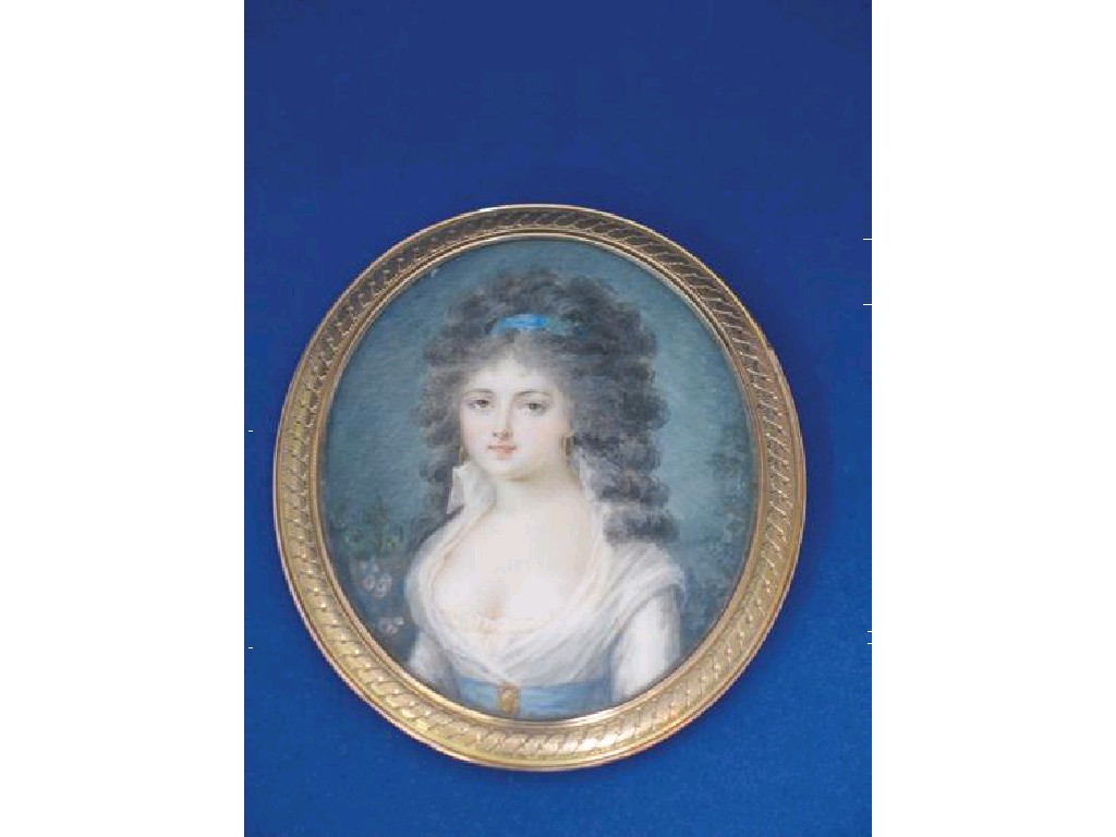 Appraisal: FRENCH SCHOOL late th century A young lady wearing a