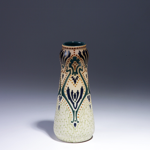 Appraisal: Fine ROSEVILLE Fudji bulbous vase beautifully decorated in five colors