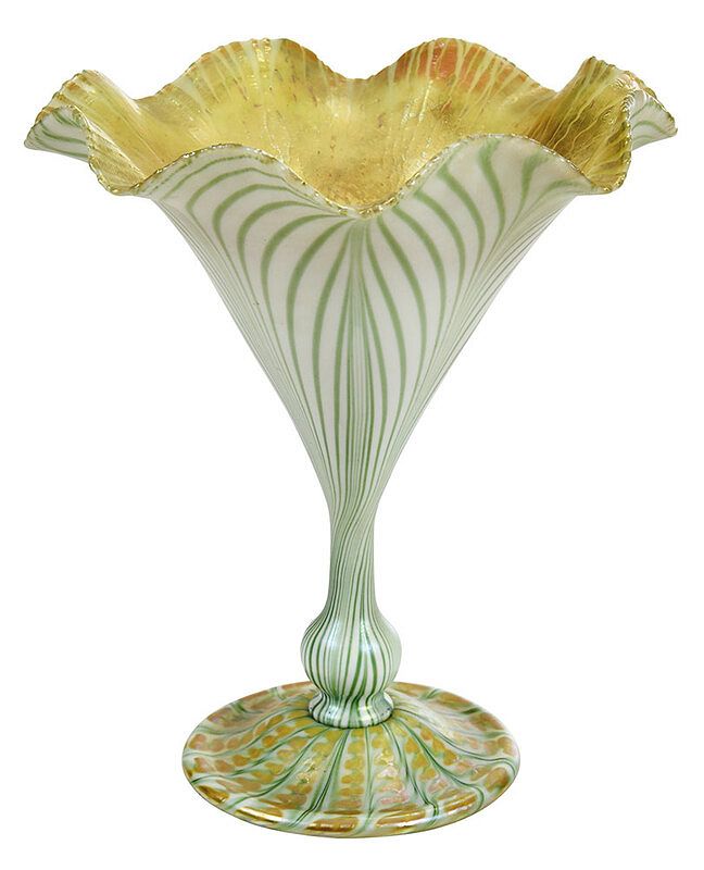 Appraisal: Quezal Trumpet Form Art Glass Vase American early th century