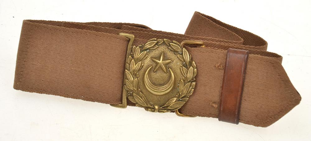 Appraisal: A WWI TURKISH ENLISTED MAN'S ARMY BELT BROWN CANVAS AND