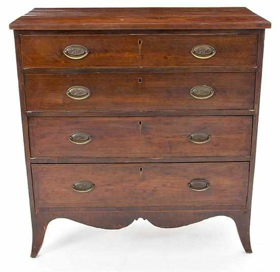 Appraisal: Southern Federal inlaid walnut chest of drawers early th century