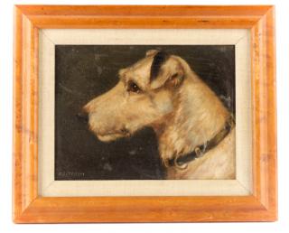 Appraisal: Edward Aistrop Portrait of a Terrier II Oil Edward Aistrop