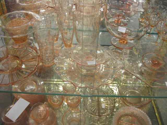 Appraisal: pcs Pink Depression Glass includes pitcher tumblers cake stand vase