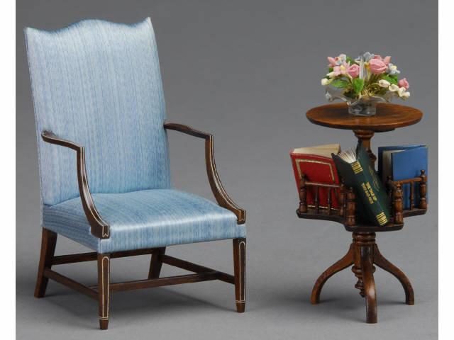 Appraisal: Gerald Crawford Lolling Chair and Library Table MN Two lovely