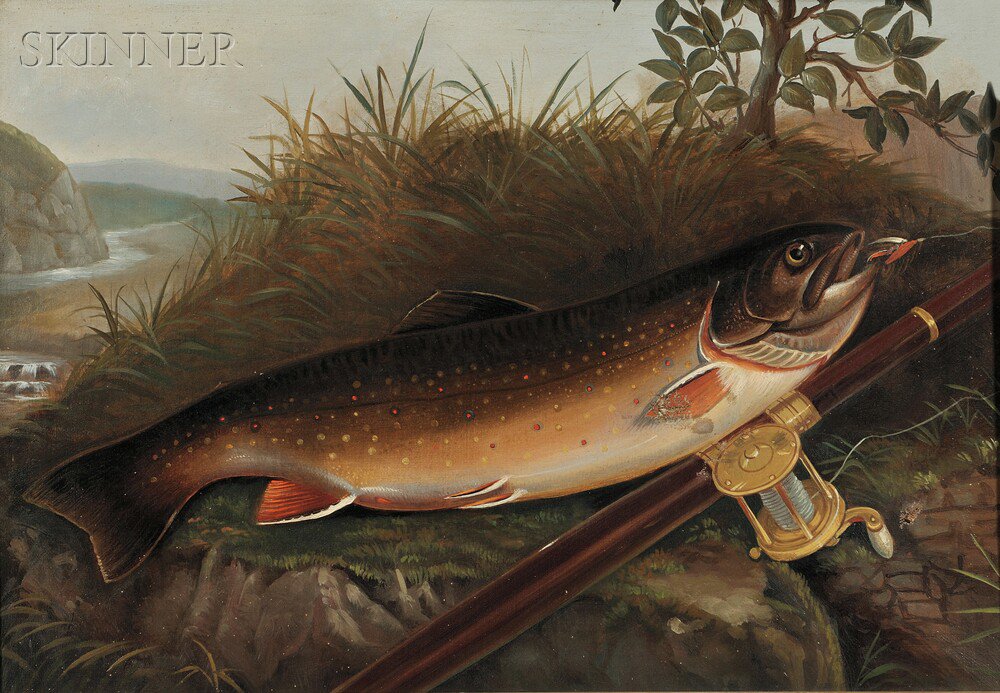 Appraisal: American School th Century Trout and Reel a Plein Air