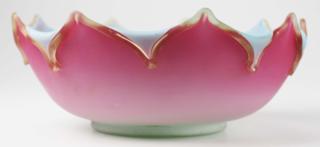 Appraisal: late th c triple cased peachblow glass centerpiece bowl with