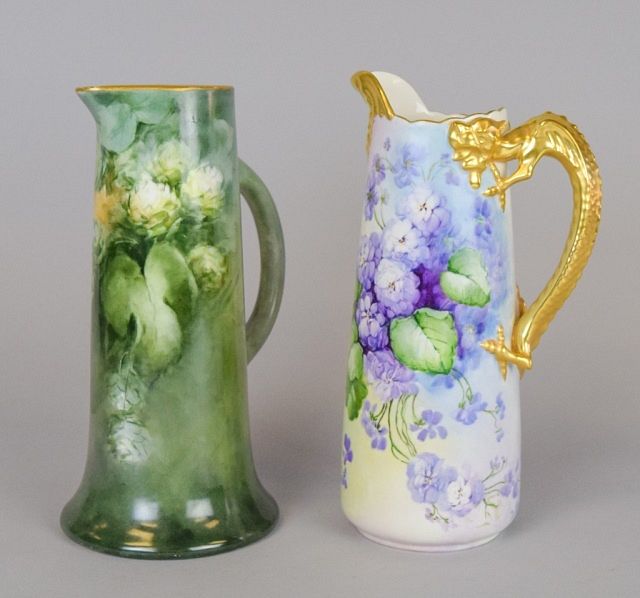 Appraisal: Jean Pouyat Limoges Tankards hand painted French porcelain tankards with