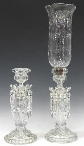 Appraisal: lot of French Baccarat crystal hurricane candle lamps shade with