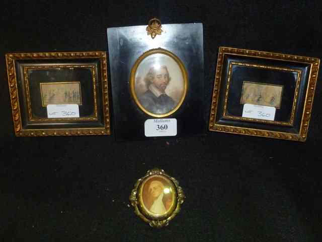 Appraisal: AN OVAL MINIATURE PORTRAIT of a well dressed man together