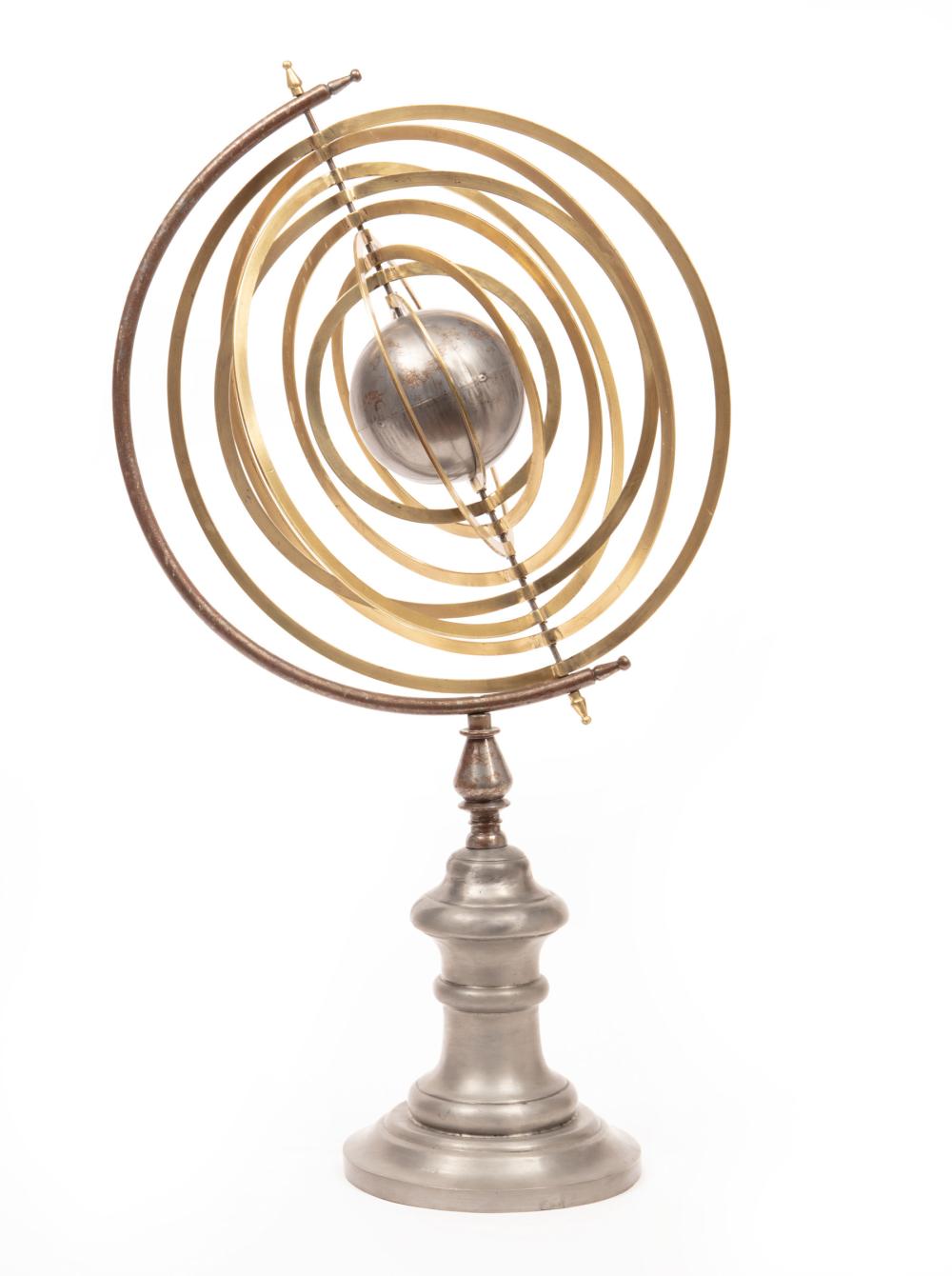 Appraisal: Continental Brass Armillary Sphere nine orbit rings centered by rotating