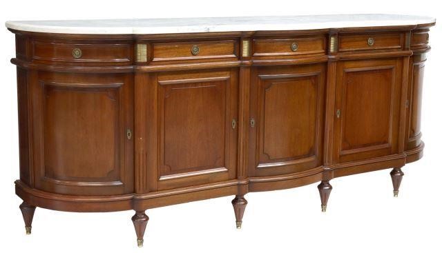 Appraisal: French Louis XVI style mahogany sideboard th c shaped marble