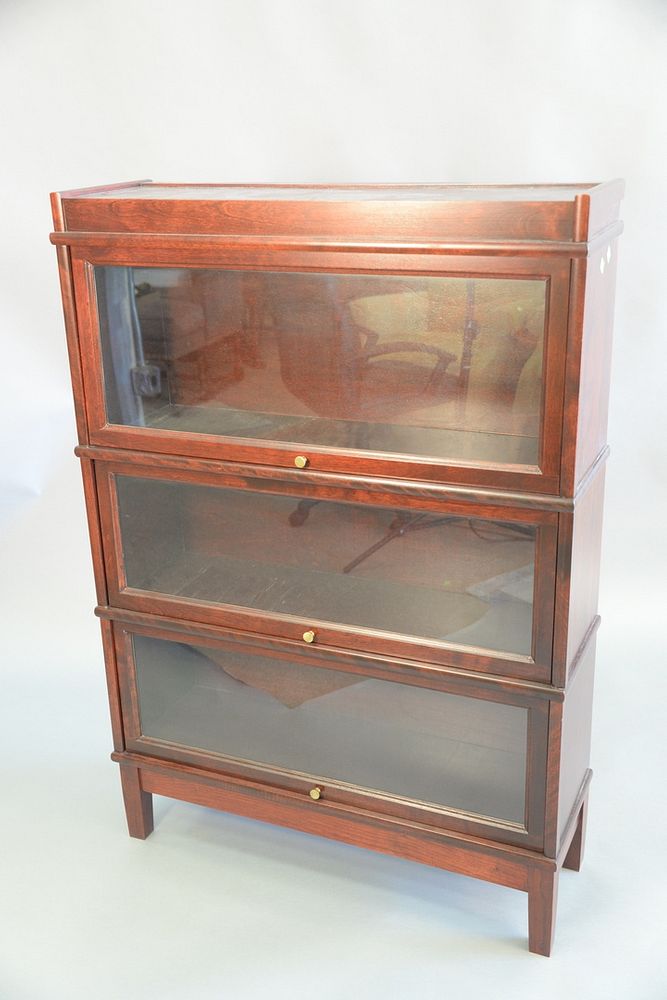 Appraisal: Pair of contemporary barrister bookcases three sections each ht wd