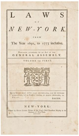 Appraisal: NEW YORK Laws of New-York from the Year to inclusive