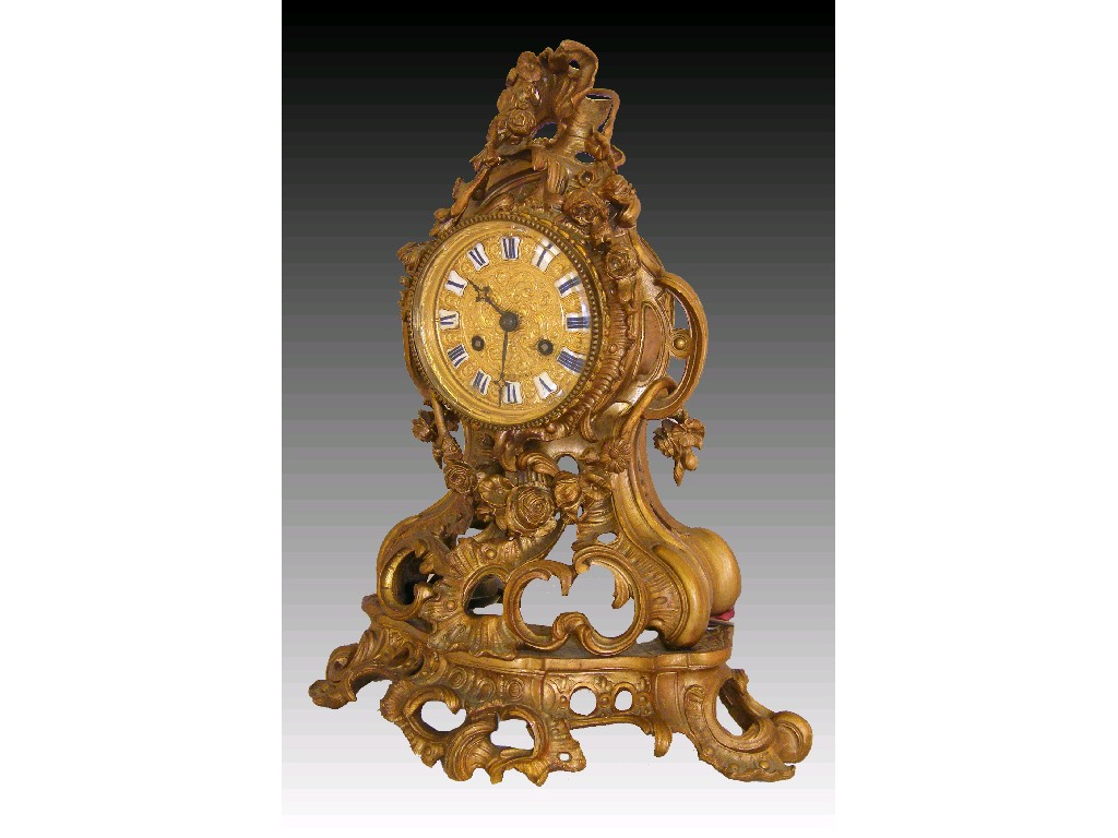 Appraisal: French ormolu two train mantel clock the Raingo Freres movement