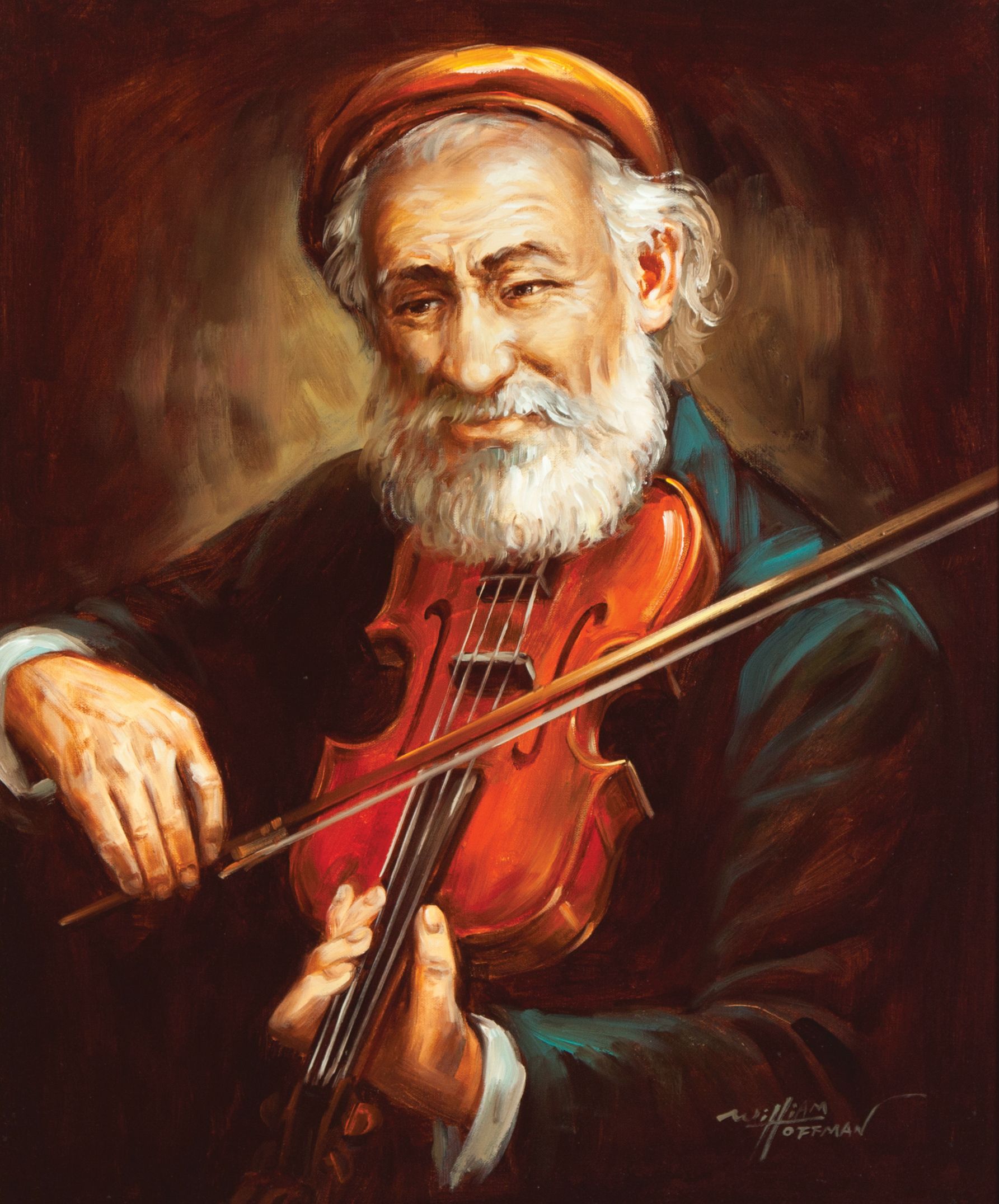 Appraisal: PORTRAIT OF AN OLD MAN PLAYING A VIOLIN SIGNED WILLIAM