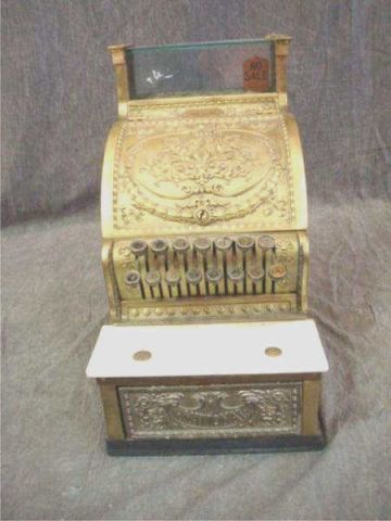 Appraisal: National cash register Smaller gilt metal model with marble Dimensions