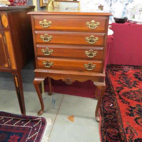 Appraisal: Mahogany Silverware Chest on Stand drawer Queen Anne legs