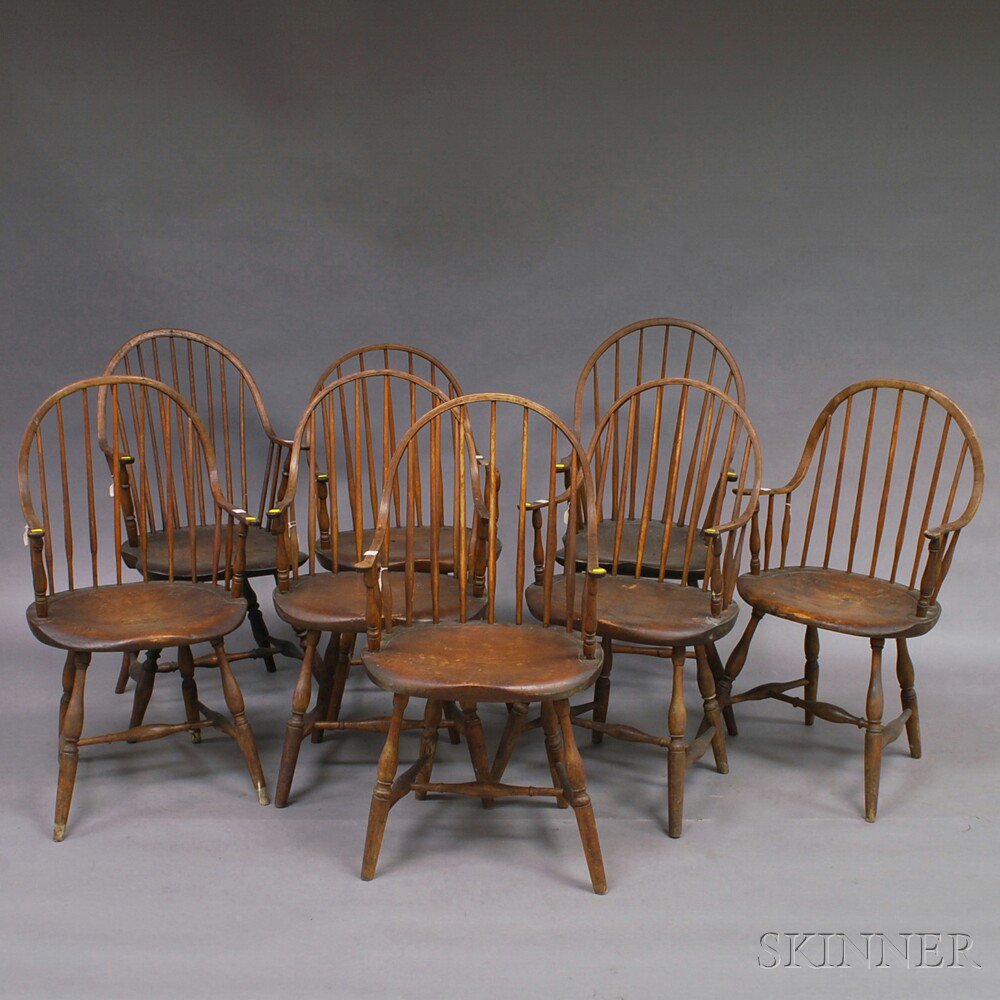 Appraisal: Assembled Set of Eight Continuous Windsor Armchairs th and th