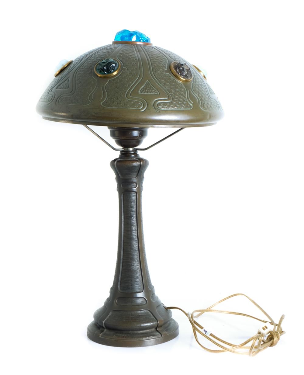 Appraisal: FANTASTIC AUSTRIAN TABLE LAMP W CHUNK GLASS JEWELSFantastic Austrian Art