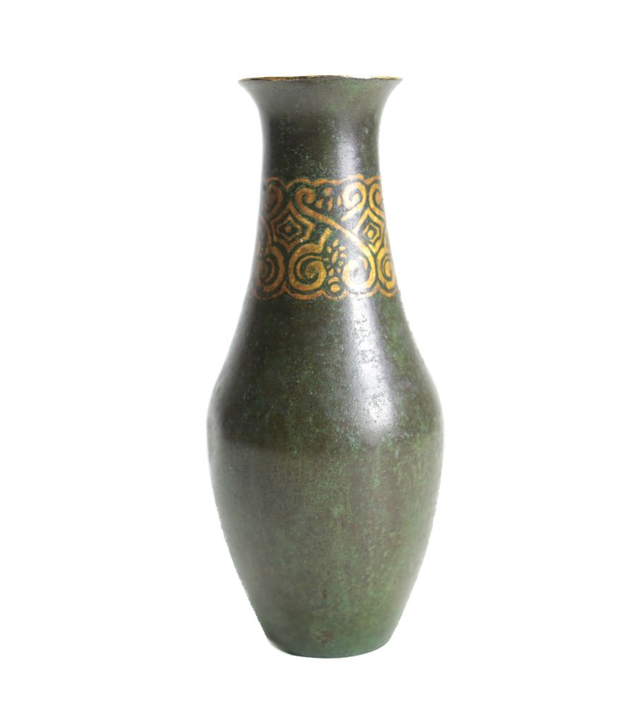 Appraisal: Christofle Dinanderie Bronze Vase A green patinated bronze vase by