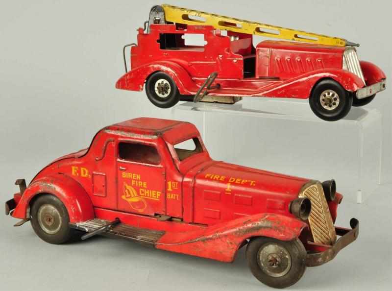 Appraisal: Lot of Pressed Steel Marx Fire Dept Vehicles Description Includes