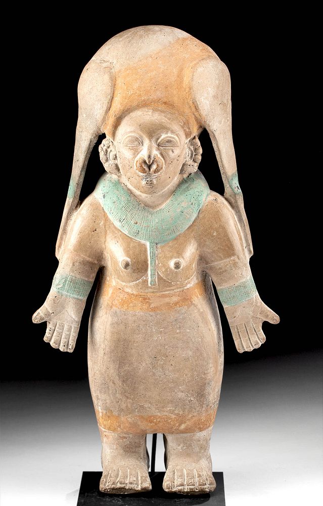 Appraisal: Jamacoaque Polychrome Standing Female Pre-Columbian Ecuador Jamacoaque Jama Coaque ca