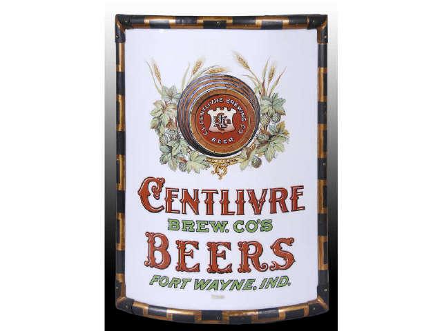 Appraisal: Beautiful Centlivre Beer Vitrolite Corner Sign Description Gorgeous Appears unused