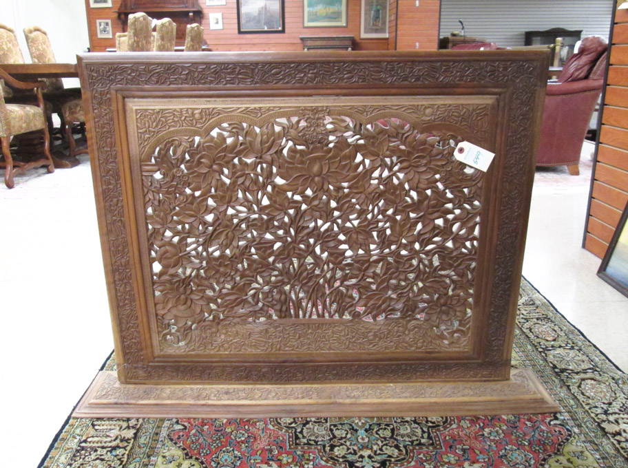 Appraisal: CARVED SHEESHAM WOOD FIREPLACE SCREEN Pakistan or India th century