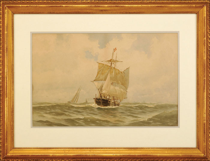 Appraisal: FREDERICK S COZZENS AMERICAN - BRIG UNDER SAIL Watercolor on