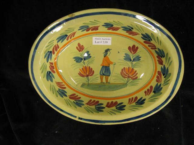 Appraisal: Quimper Oval Serving Bowl yellow signed Henriot x