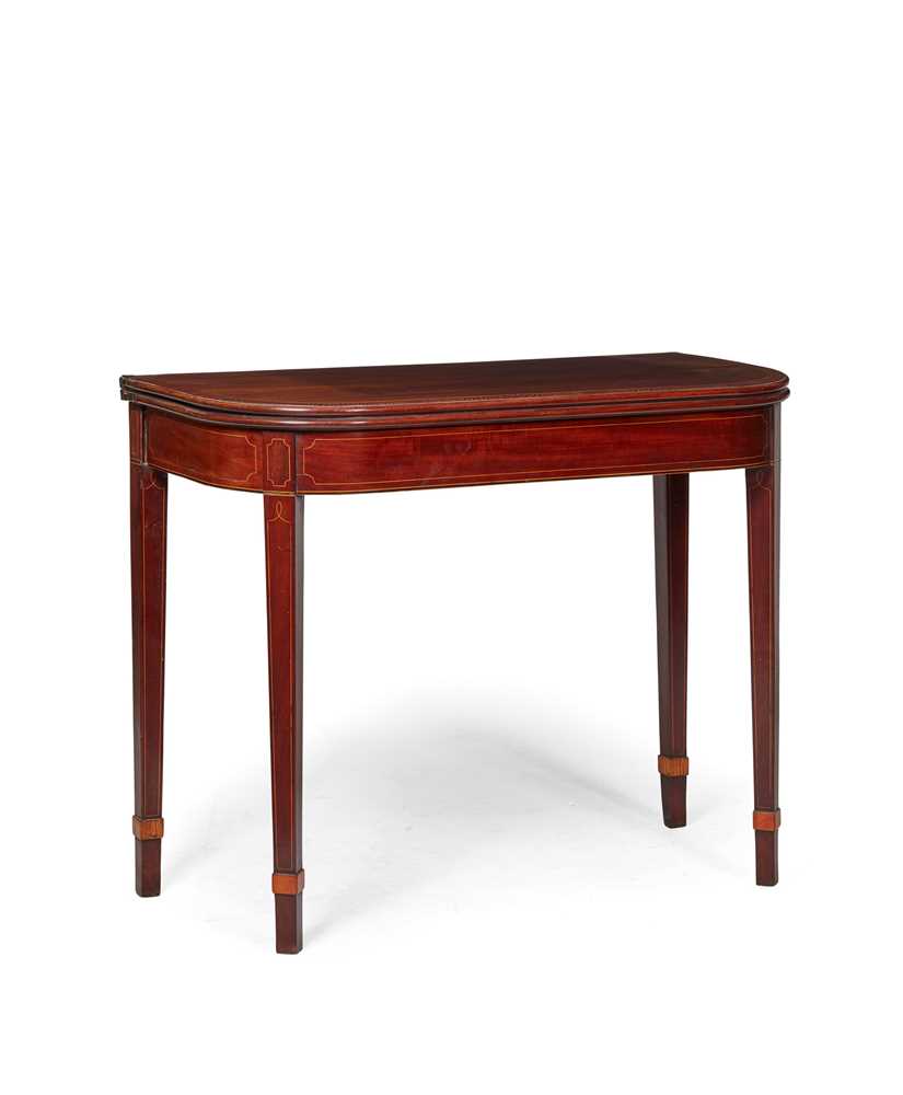 Appraisal: LATE GEORGE III MAHOGANY SYCAMORE AND PARTRIDGE WOOD BANDED FOLD-OVER