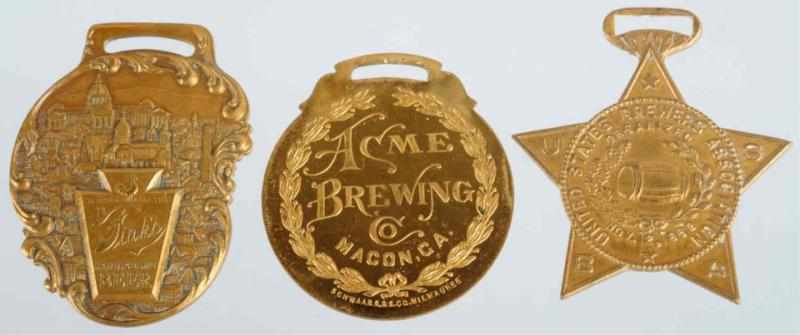 Appraisal: Lot of Beer Fobs Includes Fink's with Fireman's Association embossed