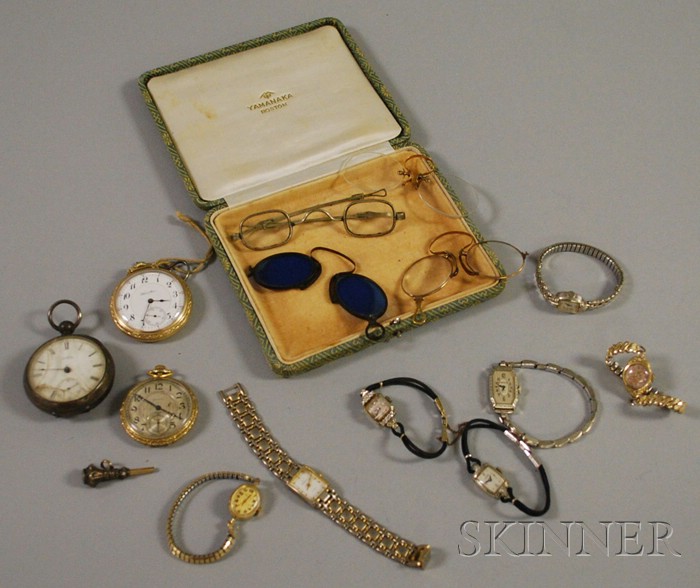 Appraisal: Assorted Group of Watches and Eyeglasses including four pairs of