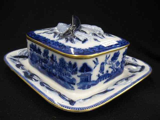 Appraisal: Minton Flow Blue Ironstone Sardine Box circa '' x ''