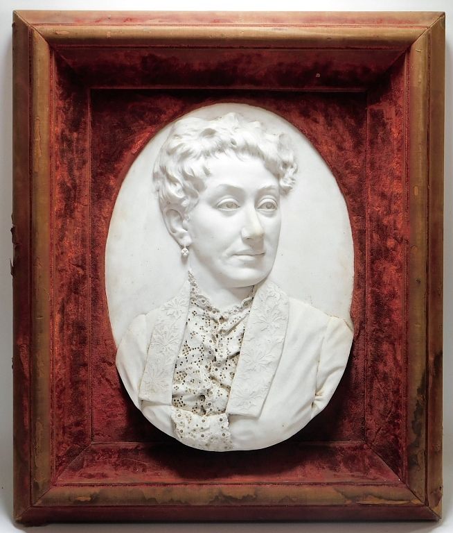 Appraisal: Gaetano Trentanove Carved Marble Portrait Plaque Gaetano Trentanove Italy United